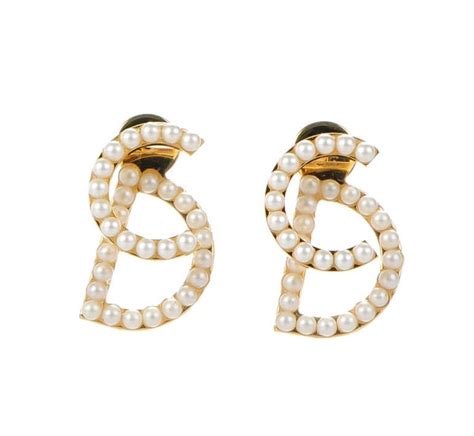 dior gold pearl earrings